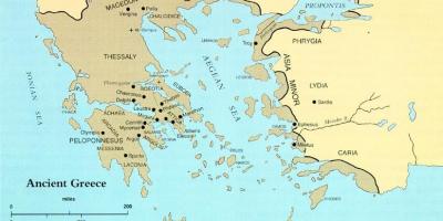 یونان باستان بر روی یک نقشه جهان